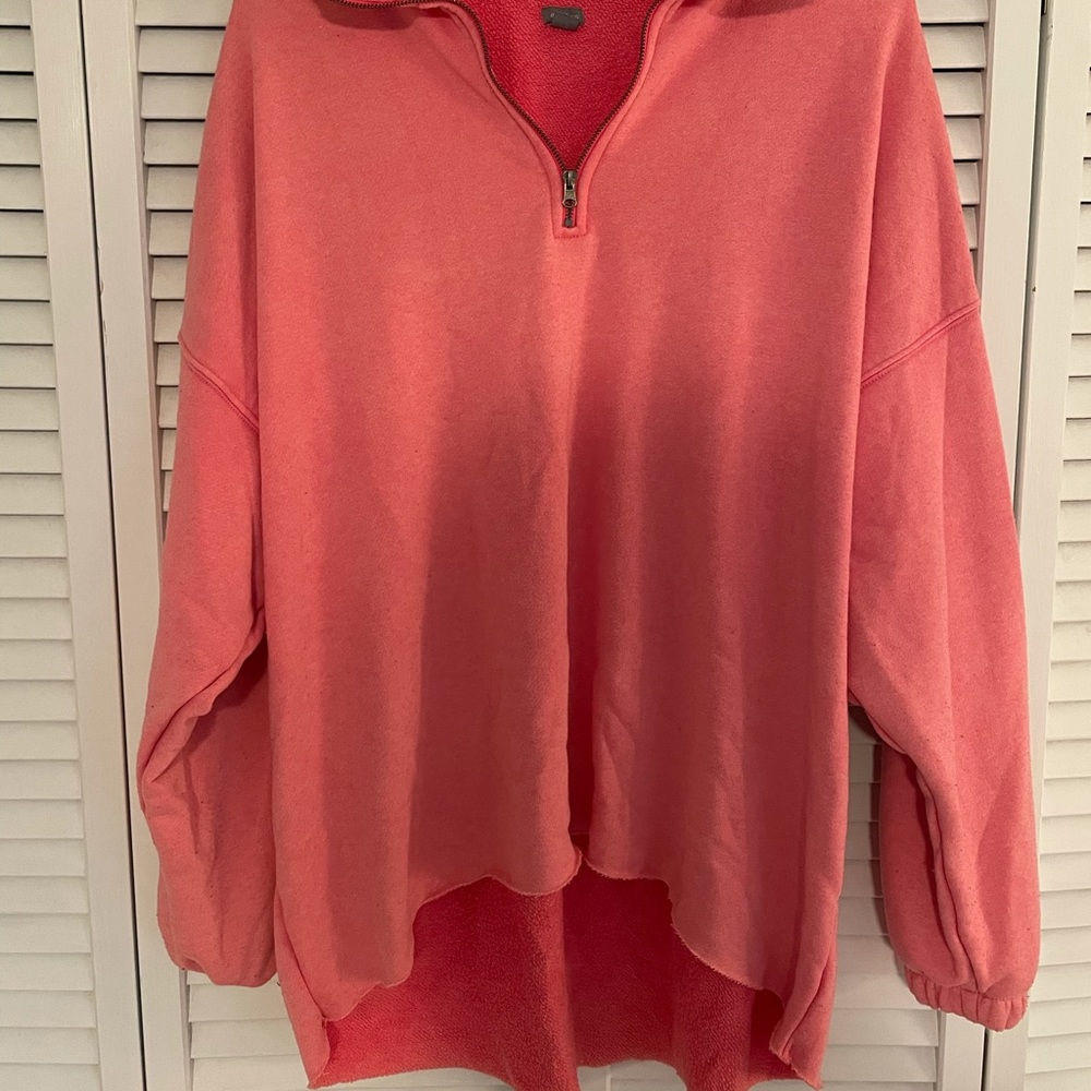 Aerie pink/coral oversized sweatshirt w zipper L